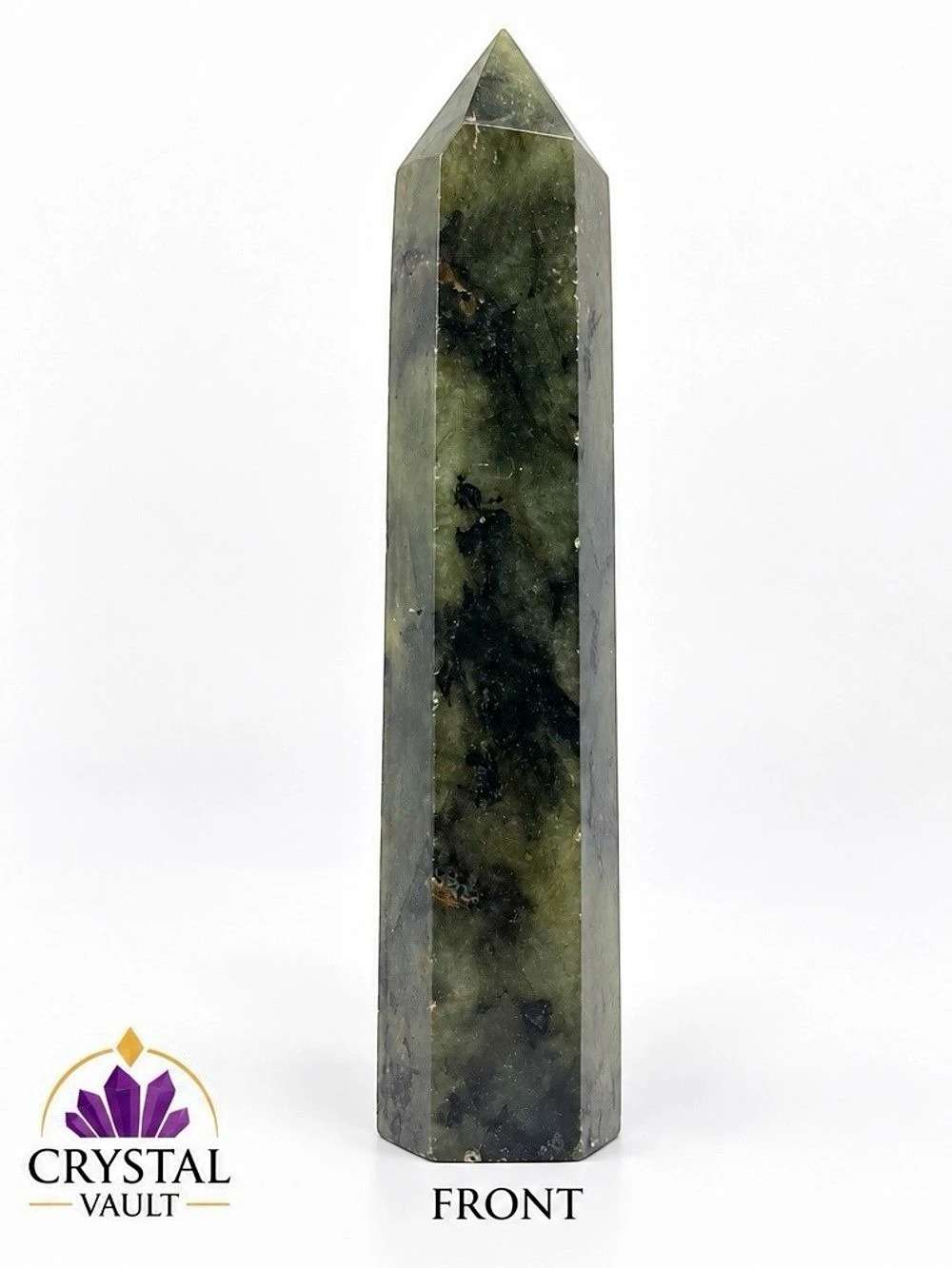 Serpentine Crystal Tower 4” Forest Green Black Polished Obelisk 2.4 oz